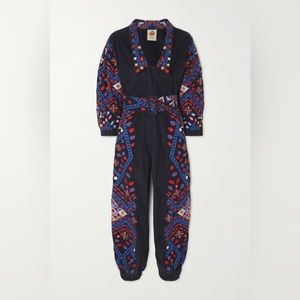 Farm Rio Corduroy Embroidered Jumpsuit